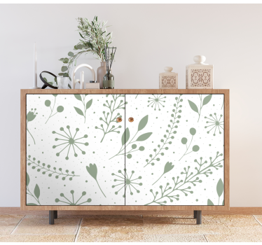 Meubel sticker groene bladeren met bloemmotief - TenStickers