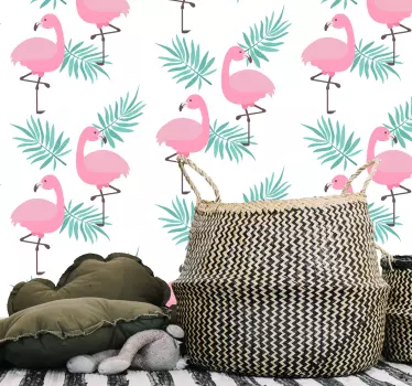 Slaapkamer muursticker tropische flamingo patroon - TenStickers