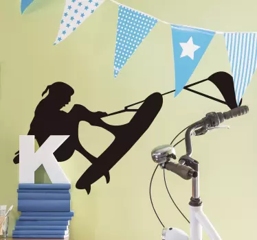 Muurstickers surfen kite silhouette - TenStickers