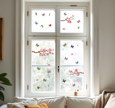 Takken en vlinders raamsticker - TenStickers