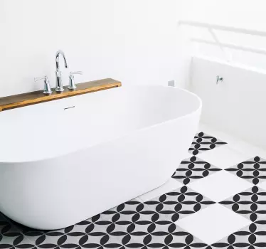 Tegelsticker badkamer zwart wit patroon - TenStickers