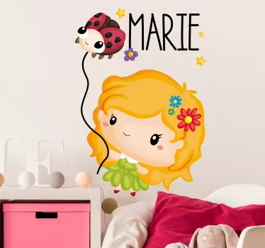 Muurstickers kinderkamer  schattig meisje met ballon - TenStickers