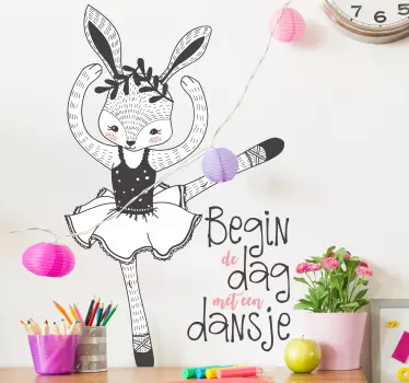 Kinderkamer muursticker begin de dag met een dansje - TenStickers