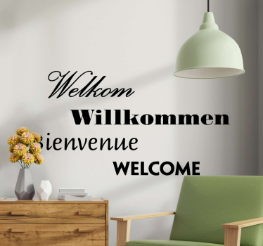 Tekst stickers Welkom in verschillende talen - TenStickers