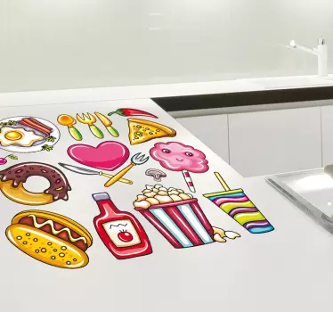 Verschilende eten fastfood sticker - TenStickers
