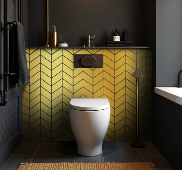 Visgraat goud badkamer sticker - TenStickers