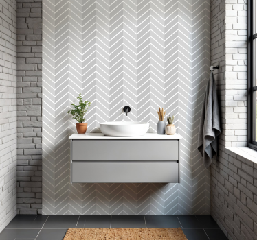 Visgraat lichtgrijs badkamer sticker - TenStickers