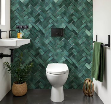 Visgraatgroen badkamer sticker - TenStickers