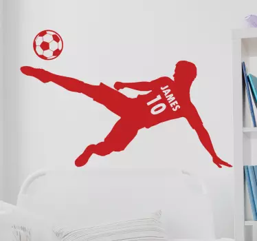 Muursticker voetbal van voetballer met naam - TenStickers