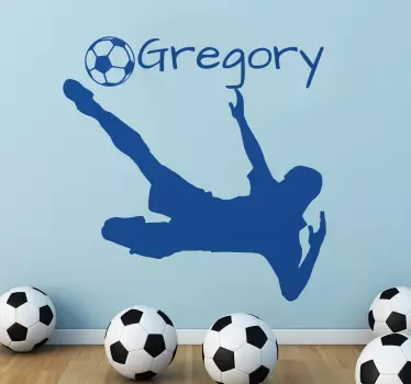 Muursticker kinderkamer voetballer met naam - TenStickers