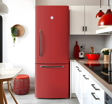 Volledig rood koelkast sticker - TenStickers