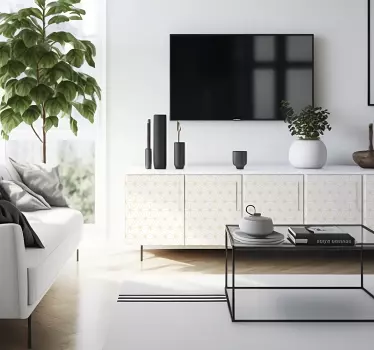Witte meubel sticker met goud decoratie lijnen - TenStickers