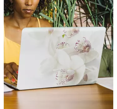 Witte orchidee laptopsticker - TenStickers