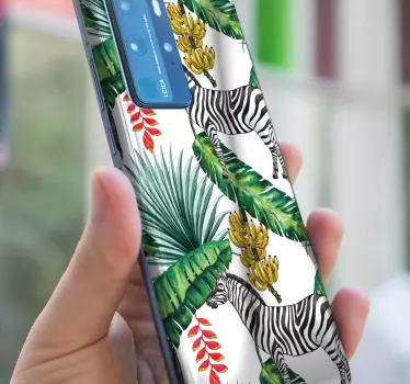Zebra tropisch ontwerp huawei sticker - TenStickers