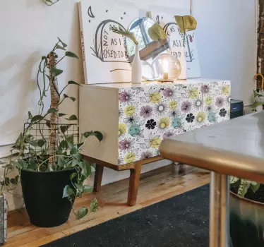 zelfklevende meubelsticker met bloeiende bloemen  - TenStickers