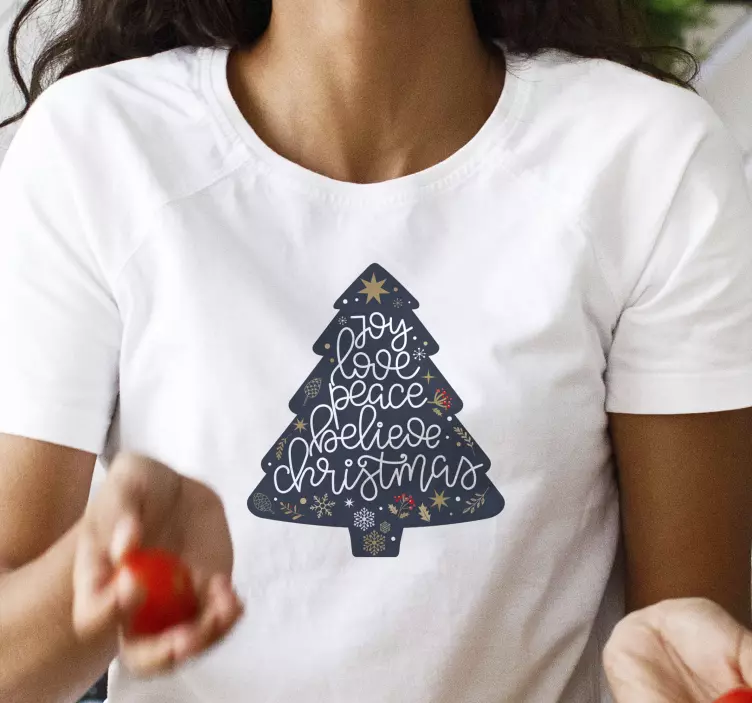 Boom met citaat Kerst t-shirt - TenStickers