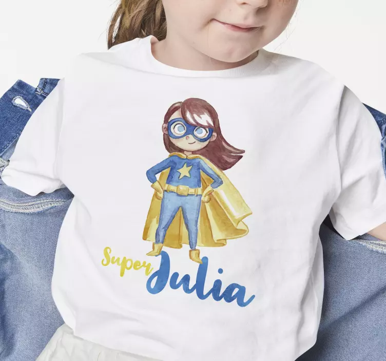T-shirt kinderen Meisje superheld gepersonaliseerd - TenStickers