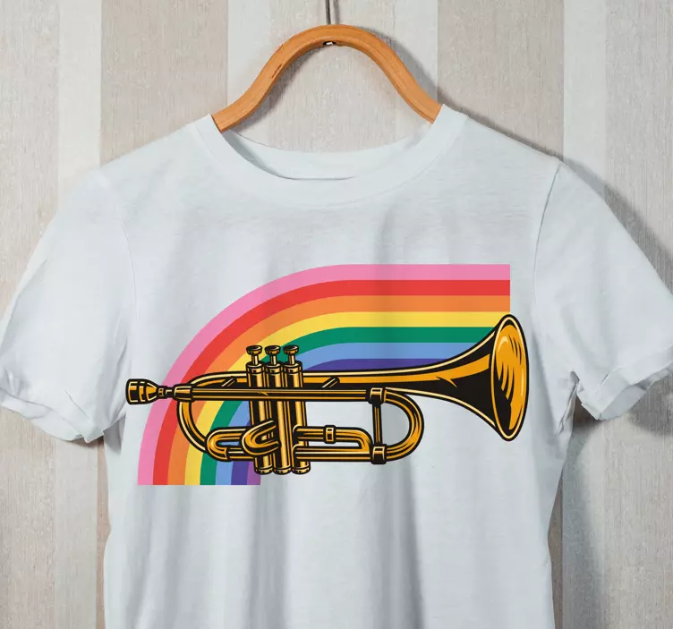 Kleurrijke trompet regenboog t-shirt - TenStickers