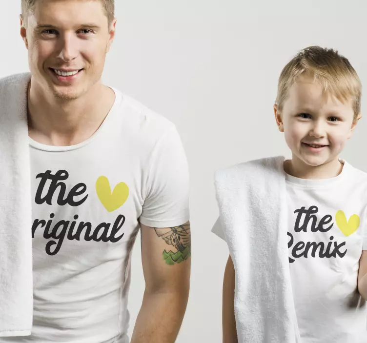 Originele remix geel hart t-shirt vaders en zonen - TenStickers