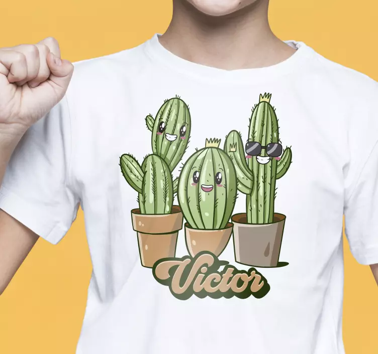 Aangepaste cactusfamilie kinderen t-shirt - TenStickers