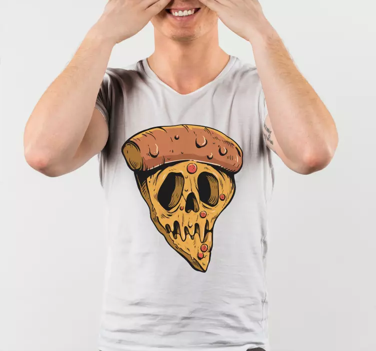 Schedel pizza grafisch t-shirt - TenStickers