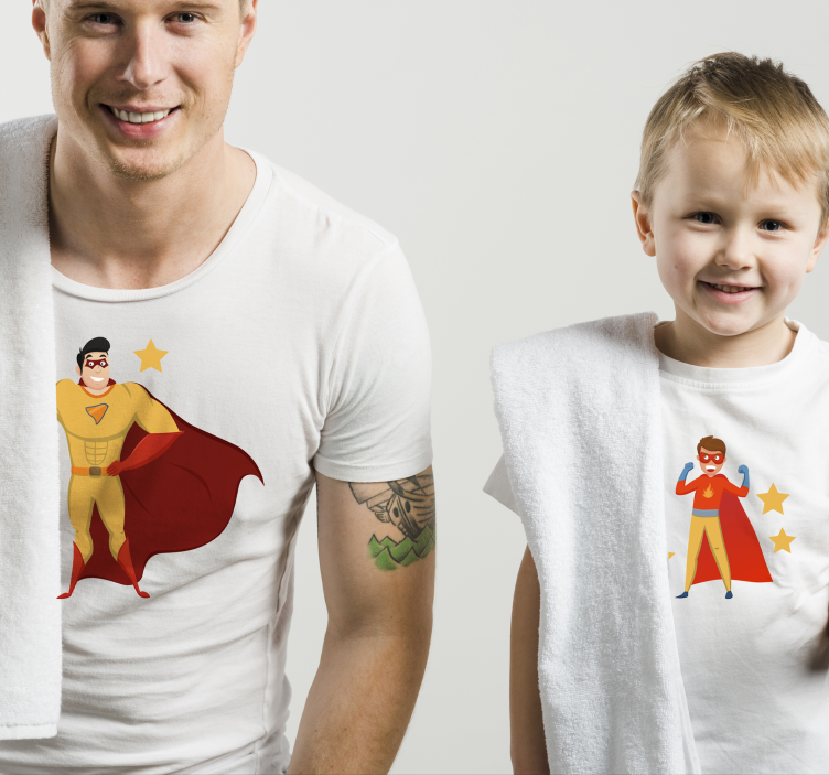 Superhelden ontwerp t-shirt vaders en zonen - TenStickers