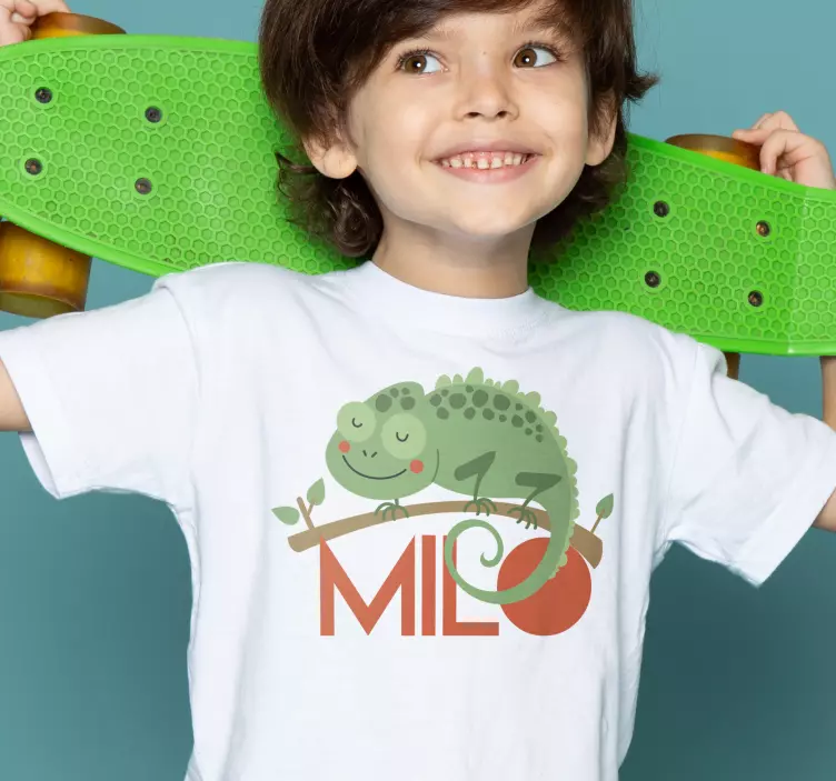 T-shirt kinderen kameleon design met naam - TenStickers