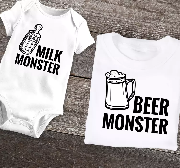 Vaders en zonen tshirts Bier en melk monster - TenStickers