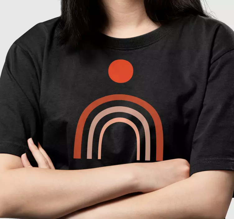 Retro regenboog met zon t-shirt - TenStickers