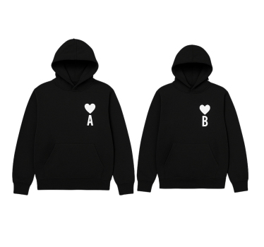 Aangepaste naaminitialen en hart hoodie - TenStickers
