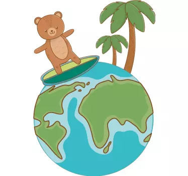 Baby t-shirt schattige beer surfende globe - TenStickers
