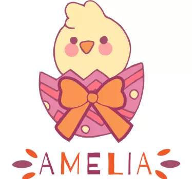 Baby t-shirt schattig kuikentje met strik - TenStickers