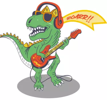 Baby t-shirt dino met gitaar spelen - TenStickers