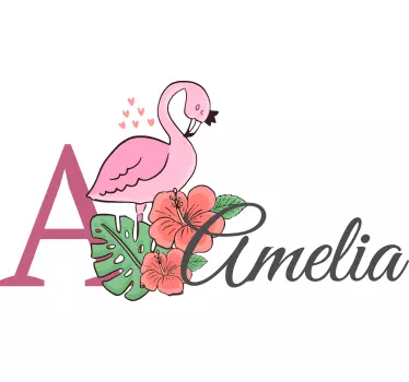 Baby t-shirt met een flamingo en bloemen - TenStickers