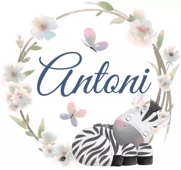 Baby t-shirt gepersonaliseerde zebra kinderkamer - TenStickers