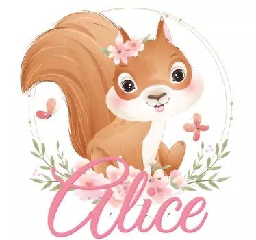 T-shirt baby Schattige eekhoorn voor meisje met naam - TenStickers