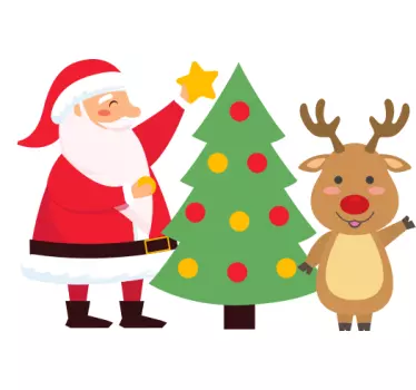 Kerstman met rendier vrolijkheid t-shirt vaders en zonen - TenStickers