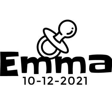 Naam Datum en Speen op Baby romper - TenStickers