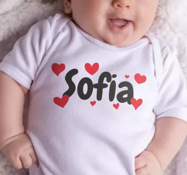 Aanpasbare baby romper met naam en hartjes - TenStickers