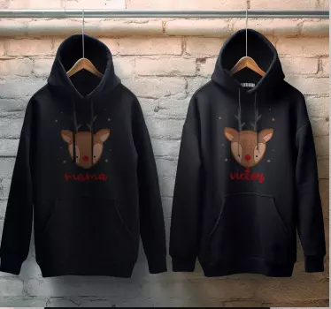 Aanpasbare rendier kerst hoodie met naam - TenStickers