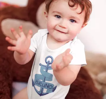 Baby t-shirt anker met naam - TenStickers