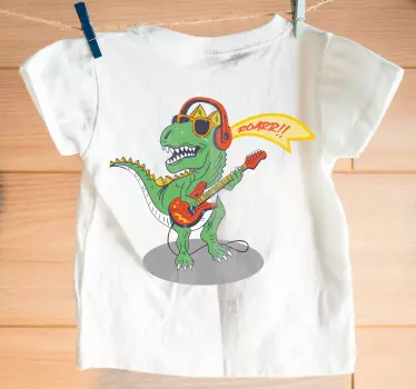 Baby t-shirt dino met gitaar spelen - TenStickers
