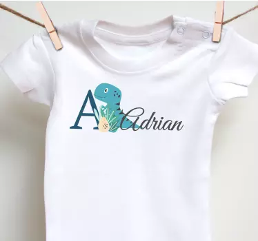 Baby t-shirt gepersonaliseerd met dinosaurusthema - TenStickers