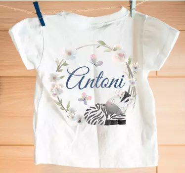 Baby t-shirt gepersonaliseerde zebra kinderkamer - TenStickers