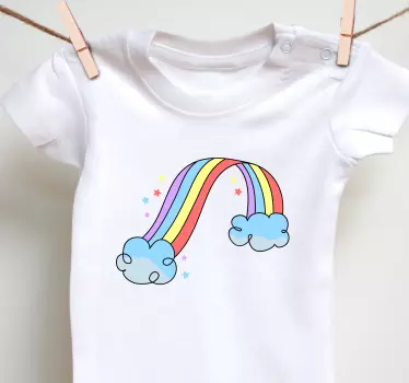 Baby t-shirt kleurrijke regenboogwolken - TenStickers