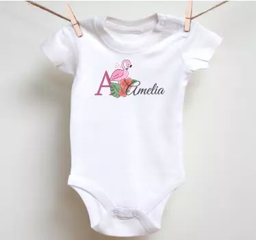 Baby t-shirt met een flamingo en bloemen - TenStickers