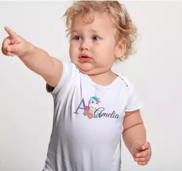 Baby t-shirt schattig eenhoorn naam shirt - TenStickers