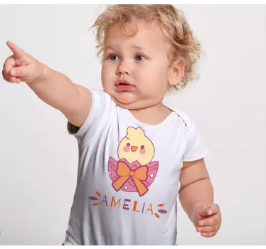 Baby t-shirt schattig kuikentje met strik - TenStickers