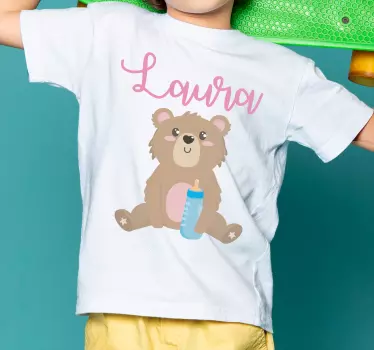 Baby t-shirt schattige beer met fles - TenStickers
