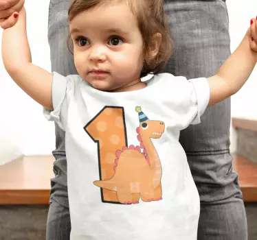 Baby t-shirt schattige dinosaurus verjaardag - TenStickers